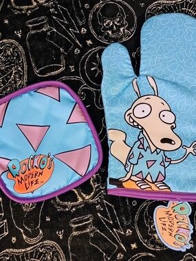 Nick Box Rocko's Modern Life Oven Mitt & Pot Holder Kitchen 90s Nickelodeon NWT